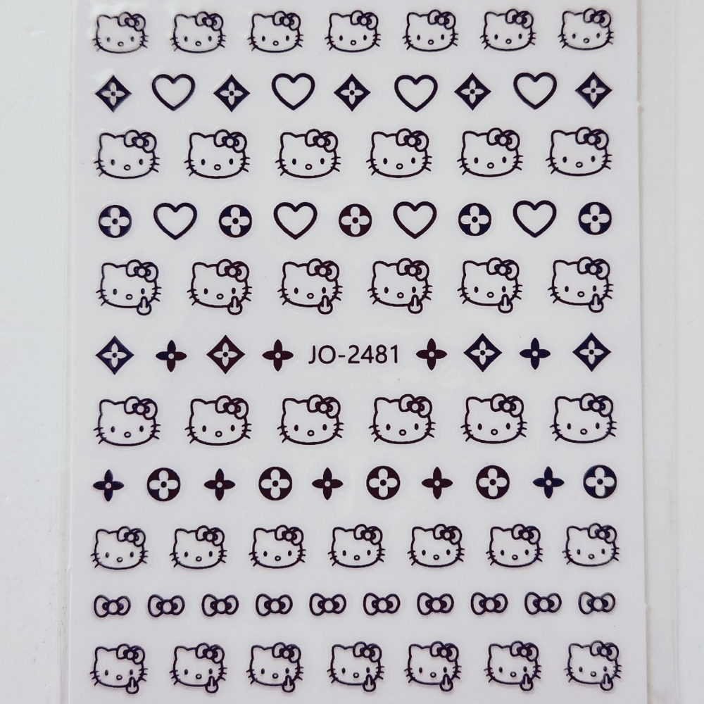 ⭐4/$15 Hello Kitty Black Printed Nail Art Stickers